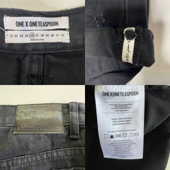 OneTeaspoon Black Bandits Long Rise Button Fly Twisted Cuff Hem Women’s Size 26 - Picture 7 of 9